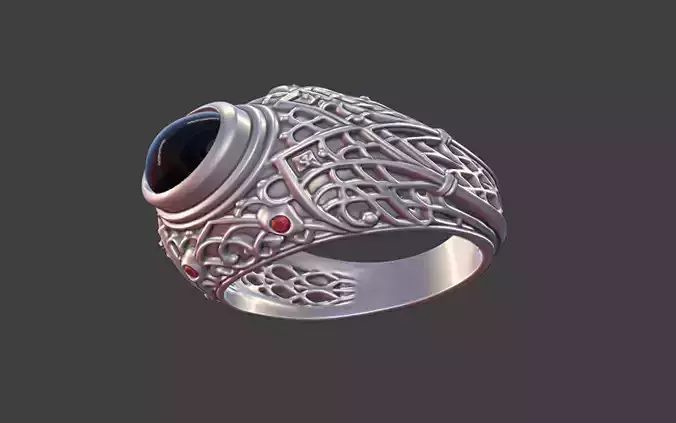 Filigree Gothic Ring With Gems