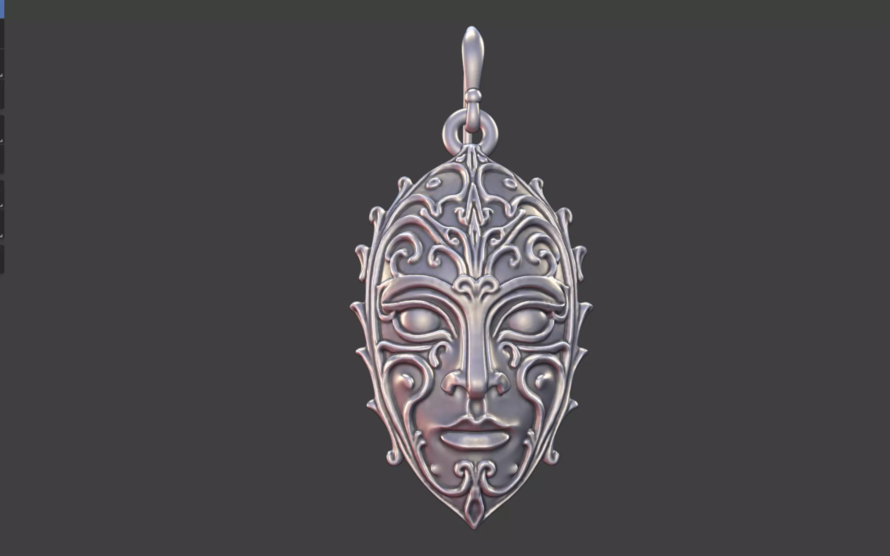 face Pendant earring With Scrollwork Design 3D print model