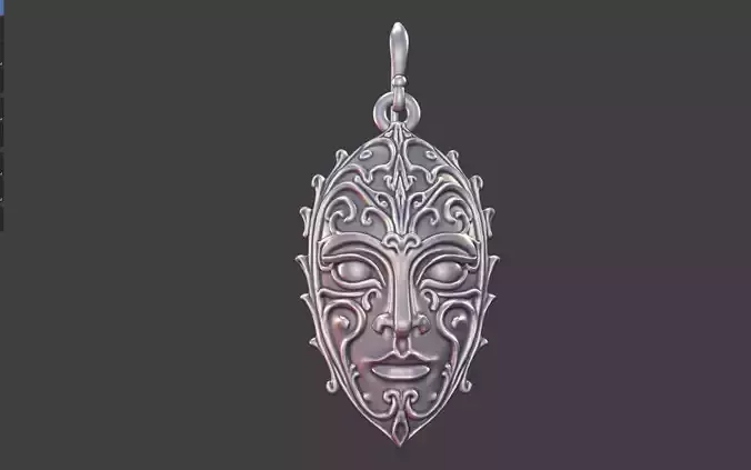 face Pendant earring With Scrollwork Design