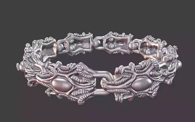 Giger Inspired Linked Bracelet with custom lock