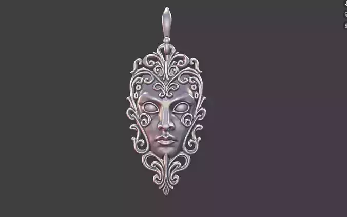 Face earrings Pendant With Scrollwork Detail