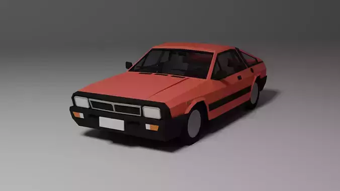 Low Poly 1980s Sport Coupe 3D Model Free Download Car04