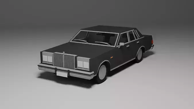 Low Poly 1980s Luxury Sedan 3D Model Car06