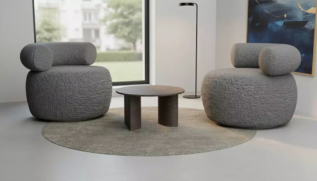 Modern Boucle Lounge Chair Set  High Quality PBR 3D Model  3D model_0