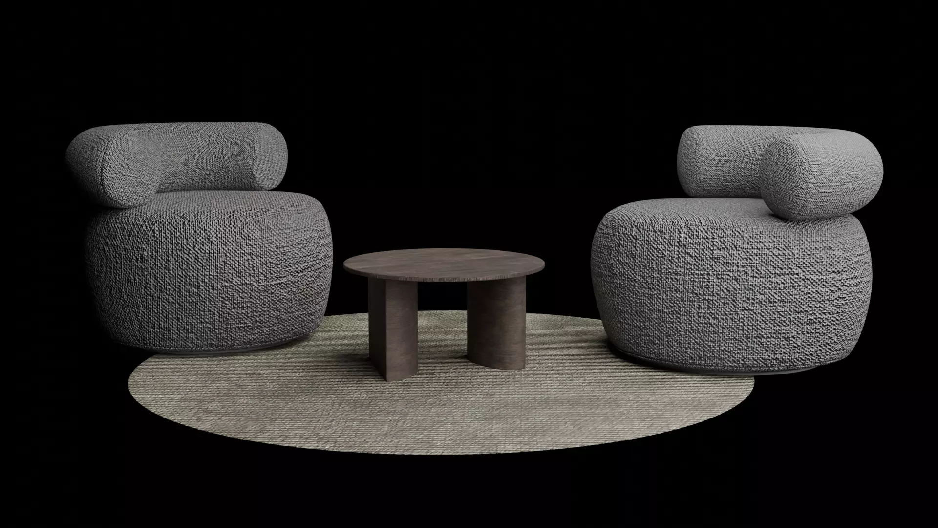 Modern Boucle Lounge Chair Set  High Quality PBR 3D Model  3D model_5