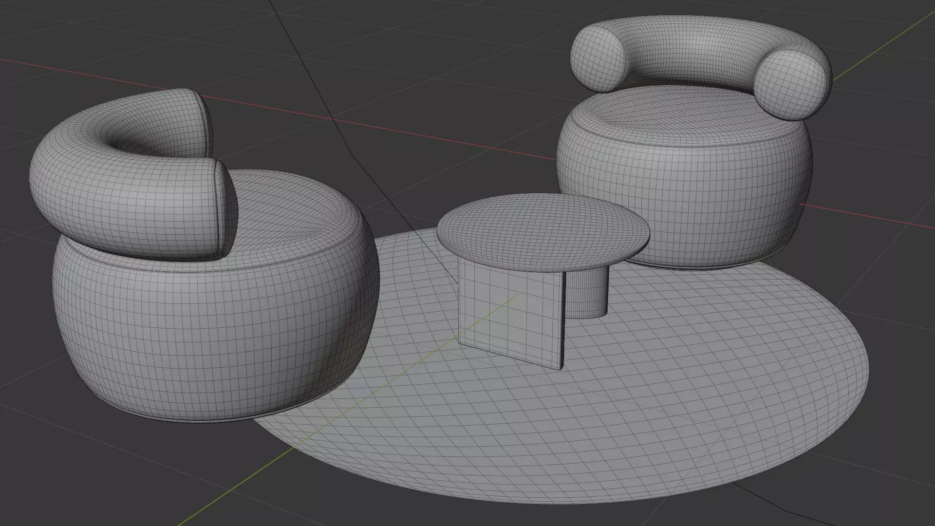 Modern Boucle Lounge Chair Set  High Quality PBR 3D Model  3D model_7