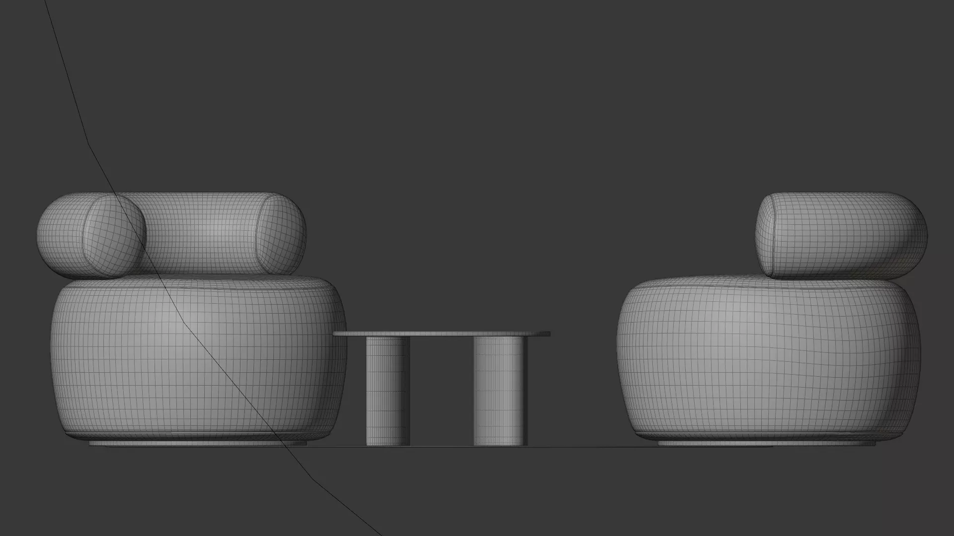 Modern Boucle Lounge Chair Set  High Quality PBR 3D Model  3D model_10