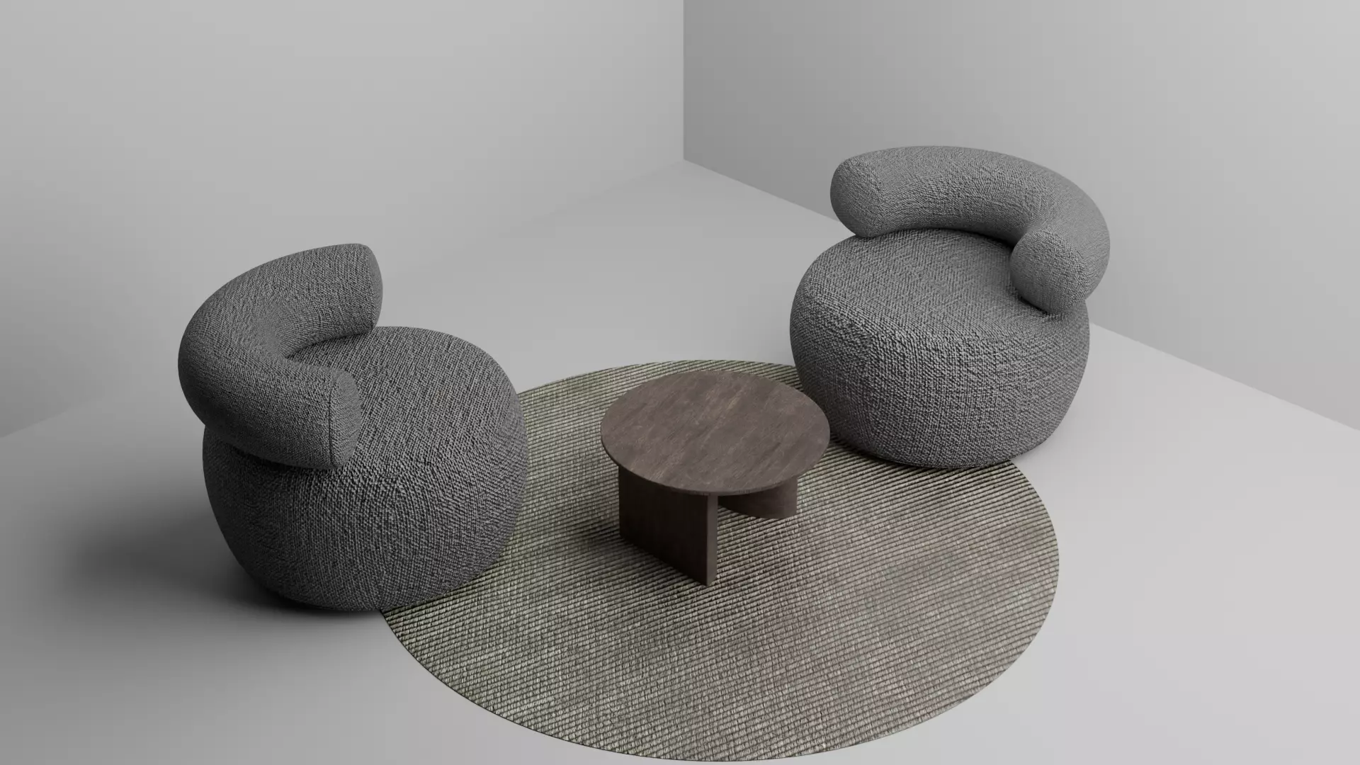 Modern Boucle Lounge Chair Set  High Quality PBR 3D Model  3D model_2
