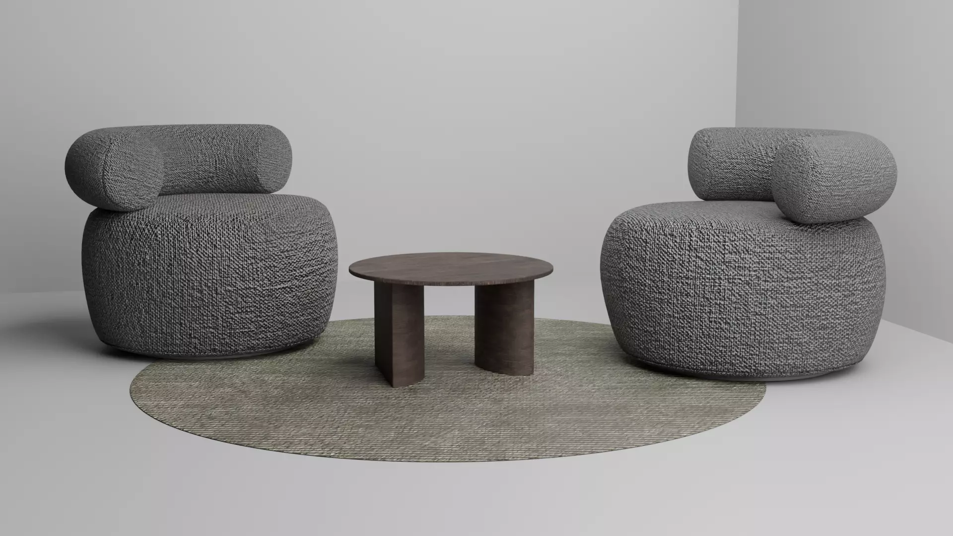 Modern Boucle Lounge Chair Set  High Quality PBR 3D Model  3D model_1