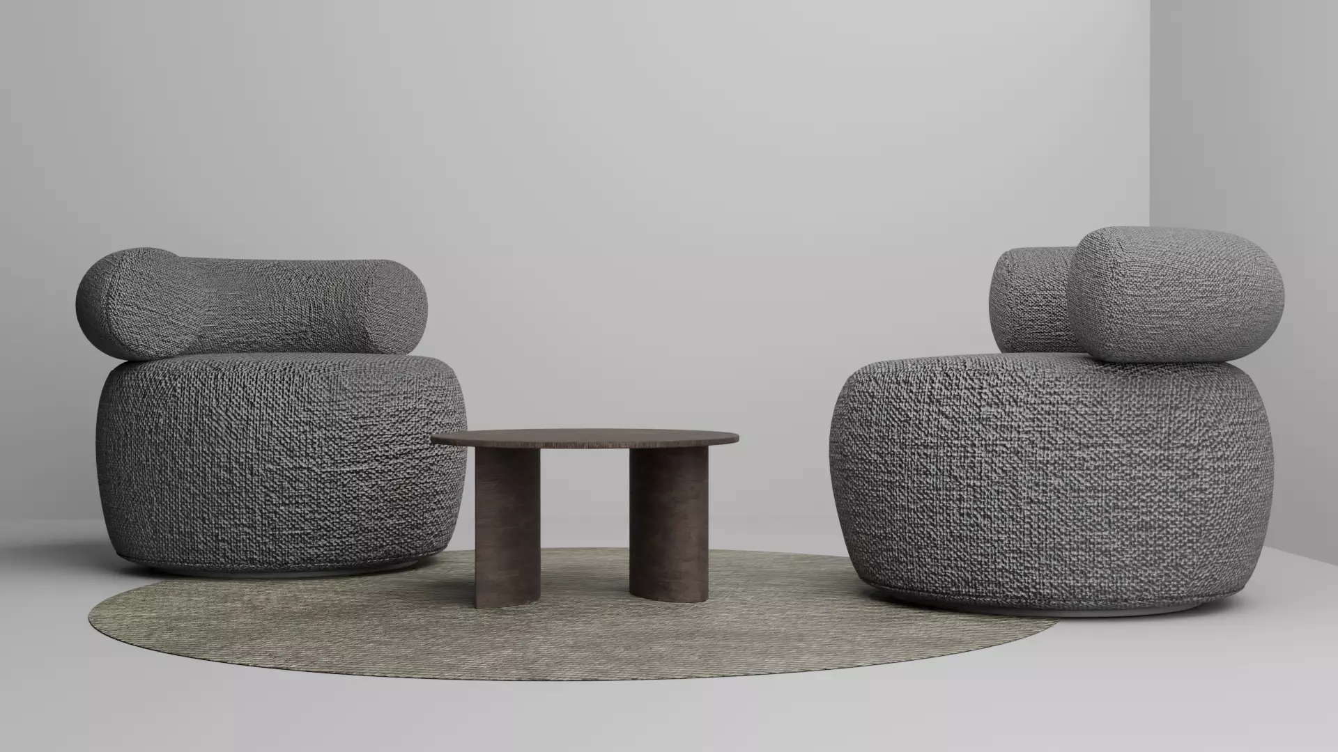 Modern Boucle Lounge Chair Set  High Quality PBR 3D Model  3D model_4