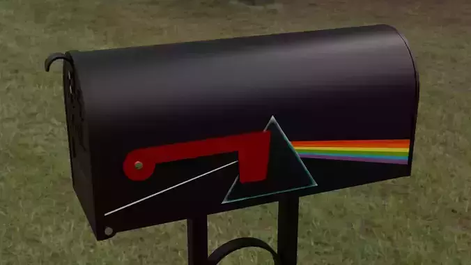 Painted Mailbox with DSOTM Cover Low-poly 3D model