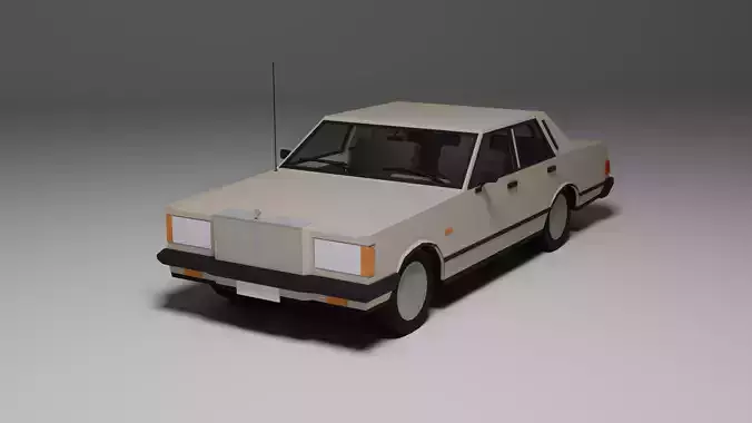 Low Poly 1980s Luxury Sedan 3D Model Car08