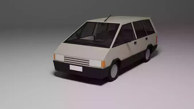 Low Poly 1980s Family MPV 3D Model Car10