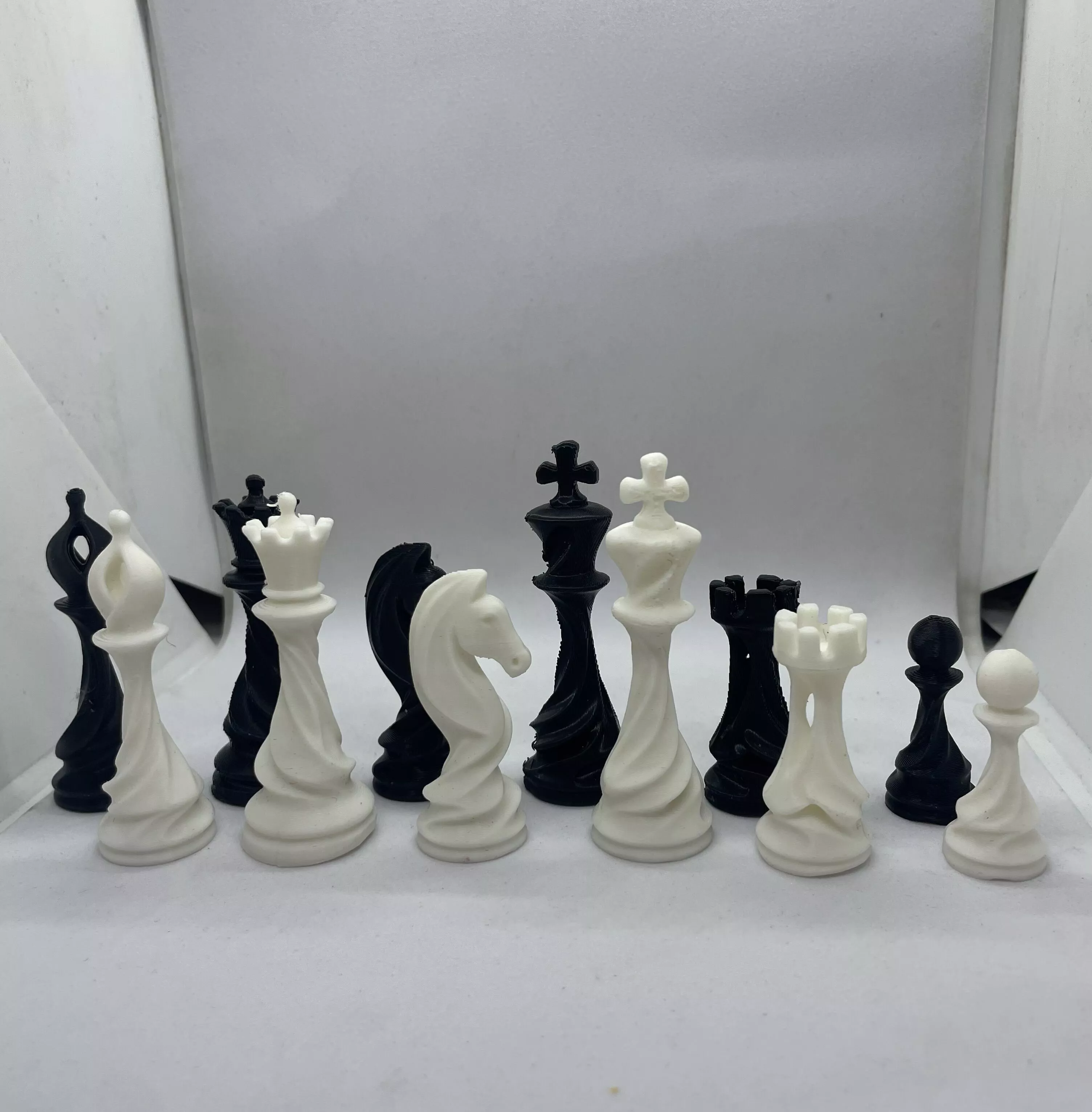 Modern Spiral Chess Piece Set 3D print model