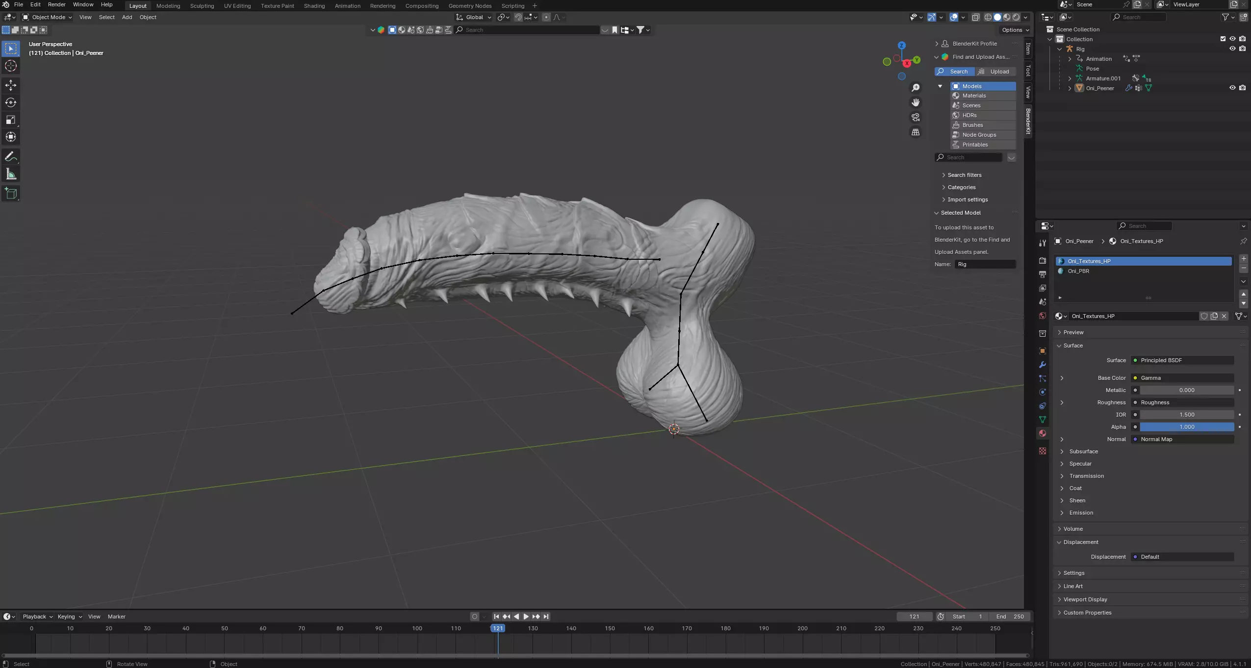 Oni Demon Penis Lowpoly and Highpoly Rigged Low-poly 3D model_3