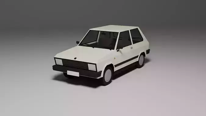 Low Poly 1980s Compact Hatchback 3D Model Car12