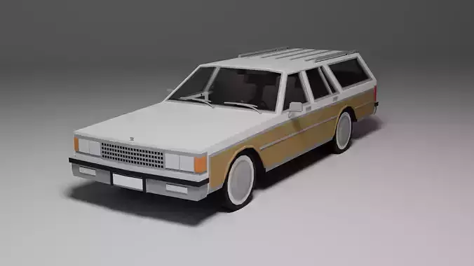 Low Poly 1980s Station Wagon 3D Model Car13