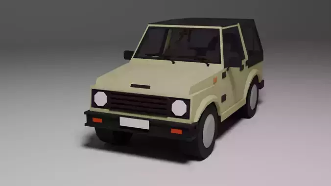 Low Poly 1980s Off-Road SUV 3D Model Car14