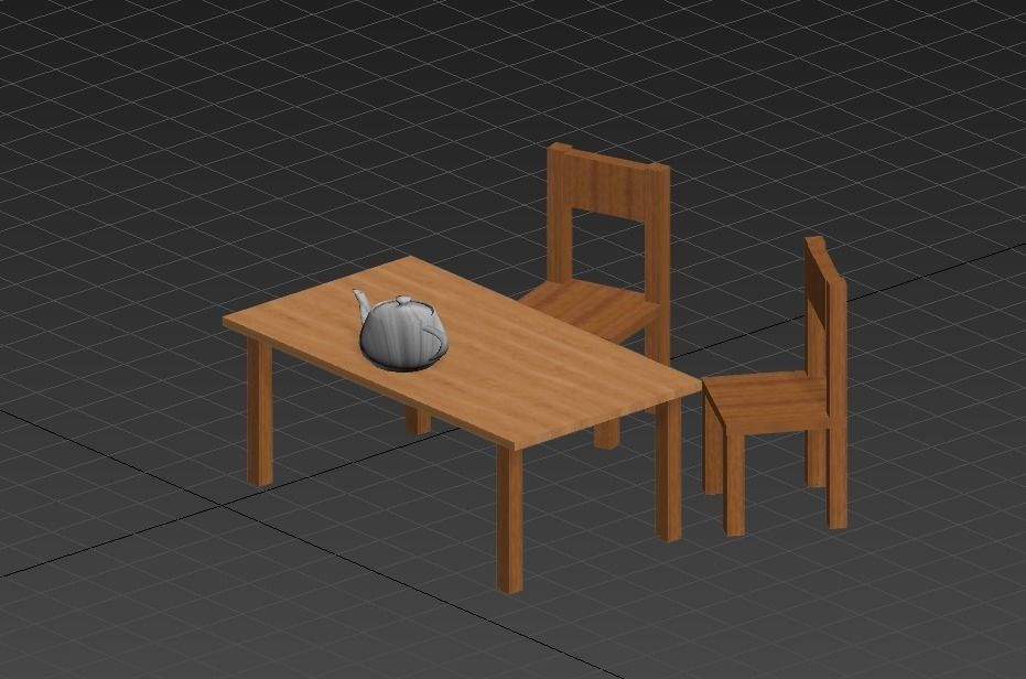 Furniture wooden table and chairs 3D print model