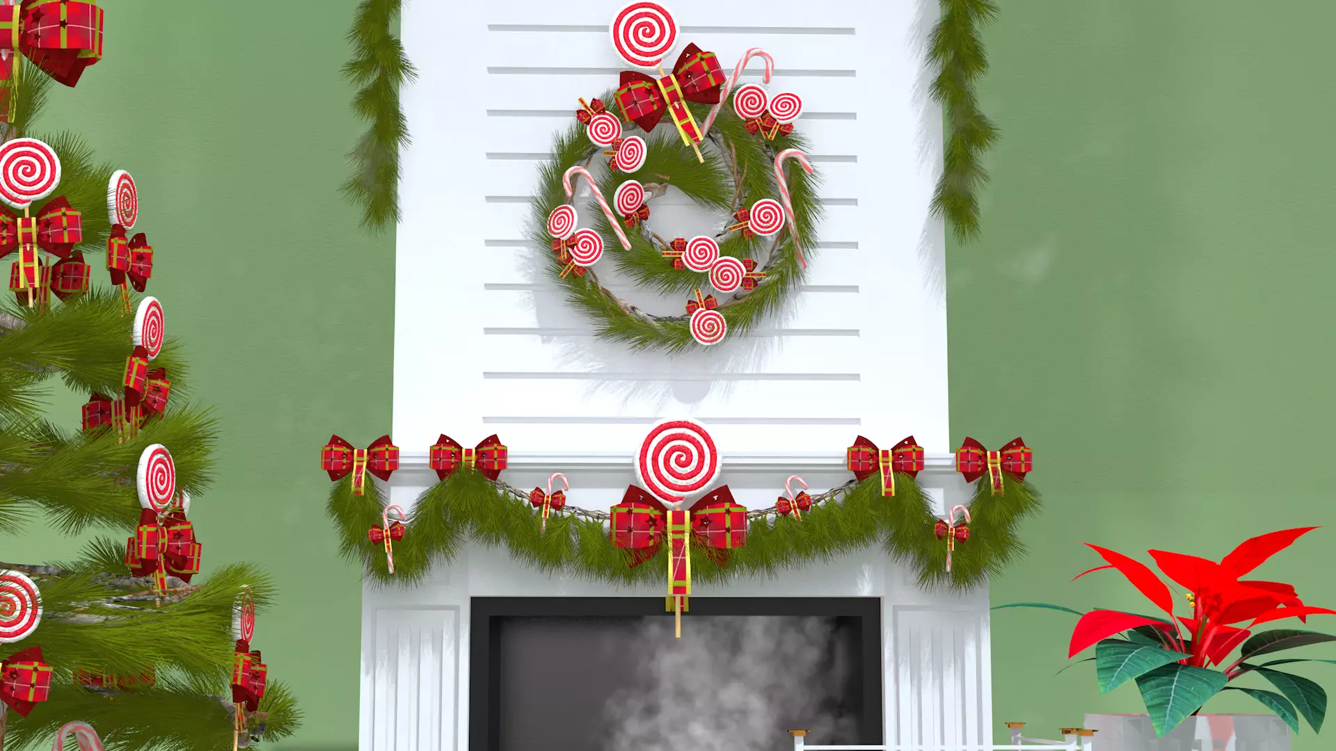 Christmas Lollipop Fireplace Full 3D Model 3D model_1