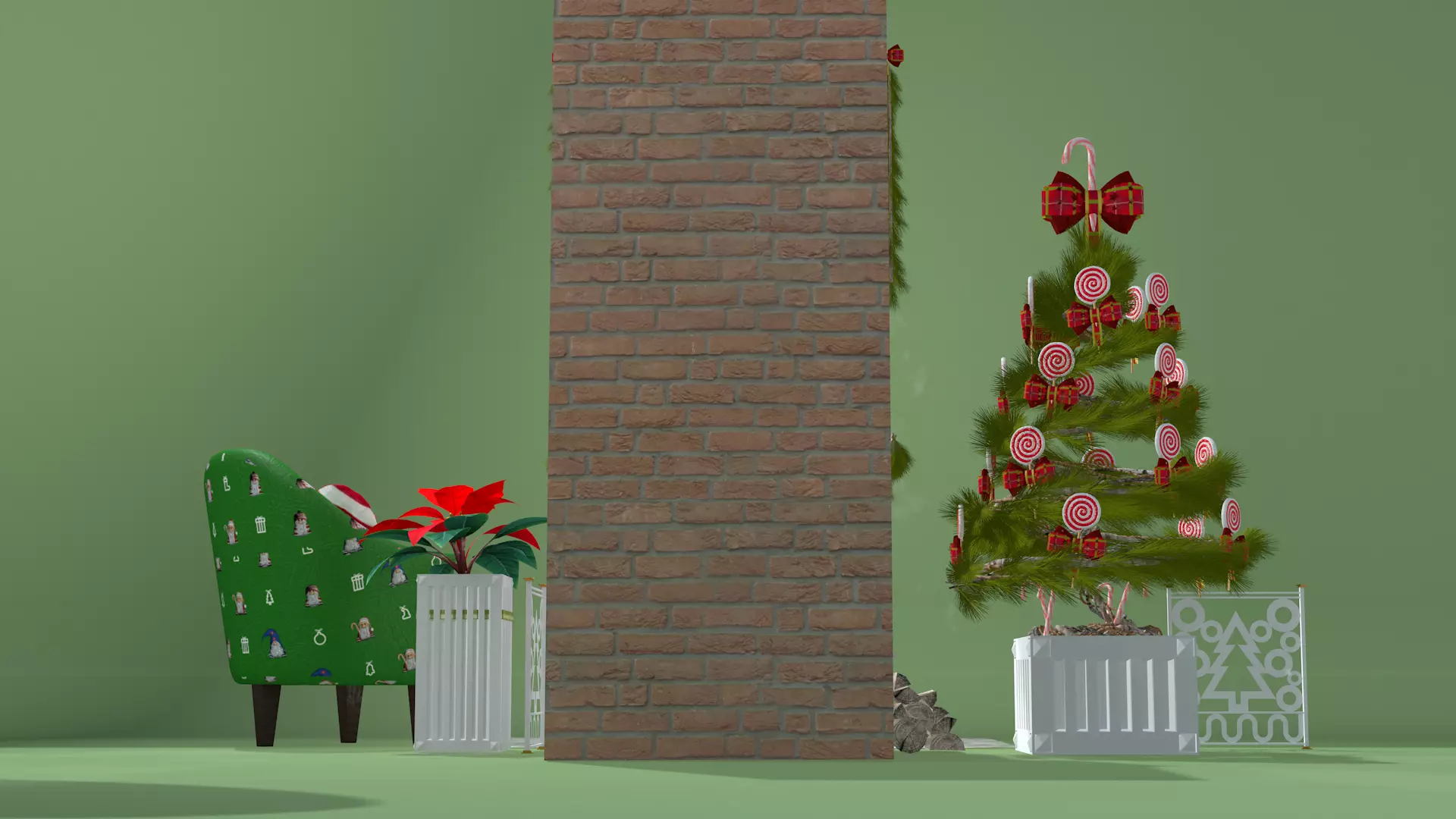 Christmas Lollipop Fireplace Full 3D Model 3D model_13
