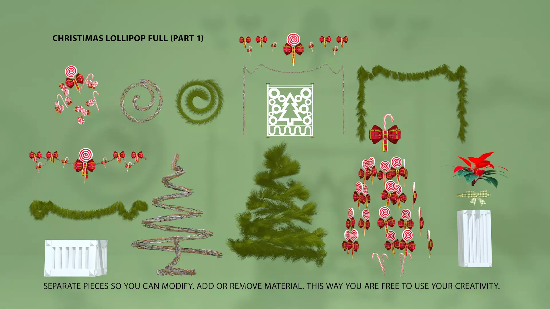 Christmas Lollipop Fireplace Full 3D Model 3D model_4