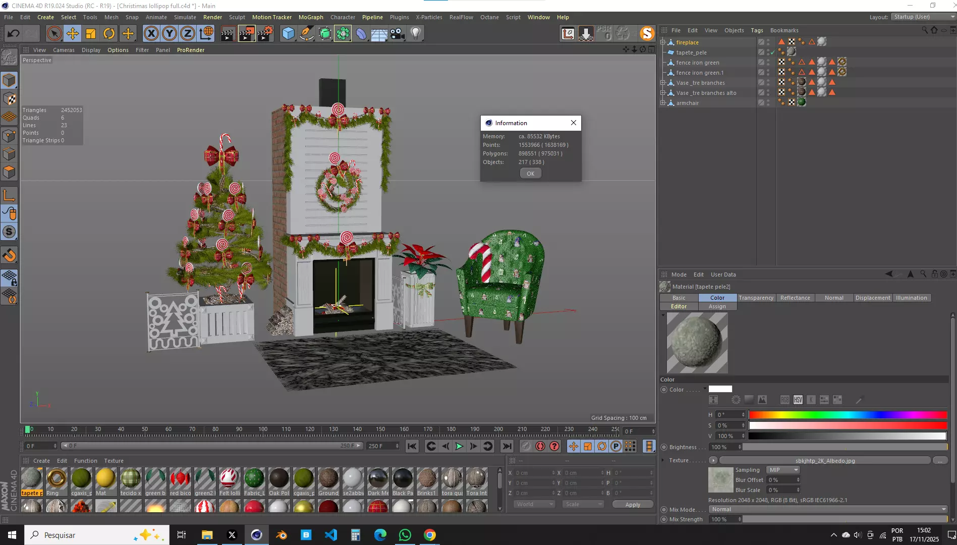 Christmas Lollipop Fireplace Full 3D Model 3D model_16