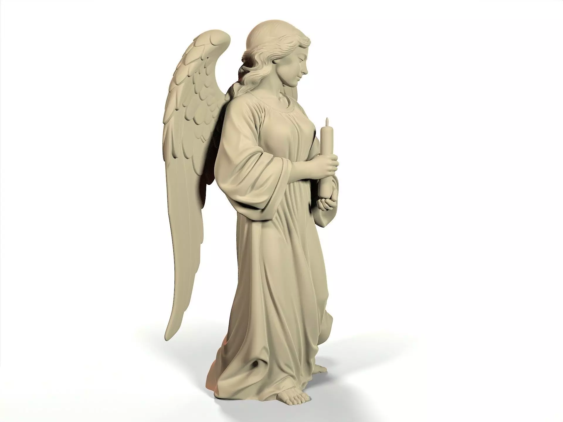 Angel with a candle 3D print model_9