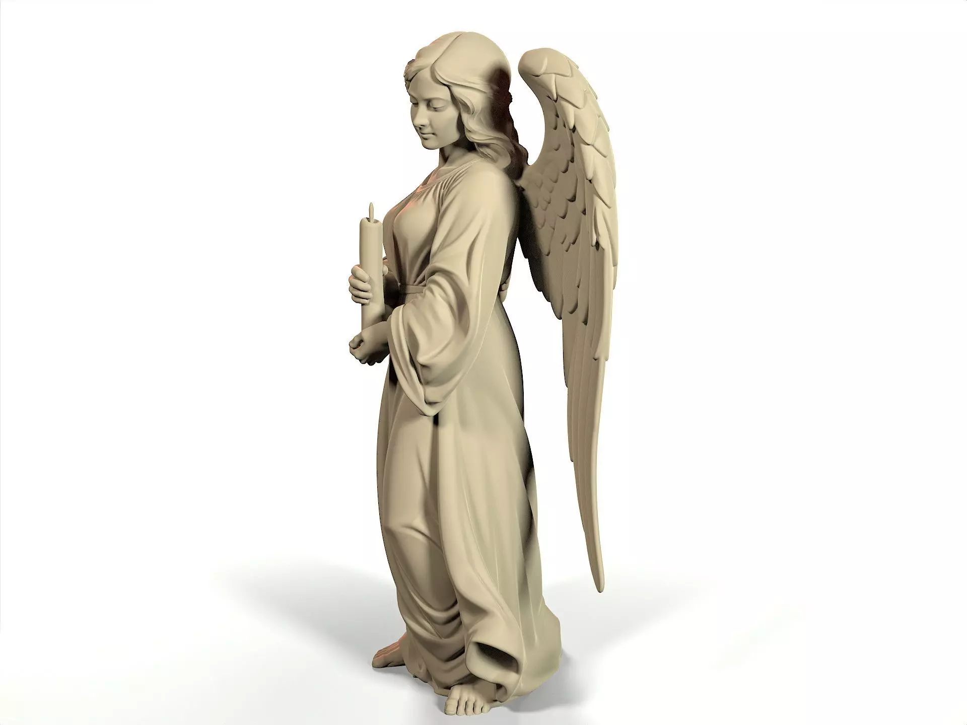 Angel with a candle 3D print model_7