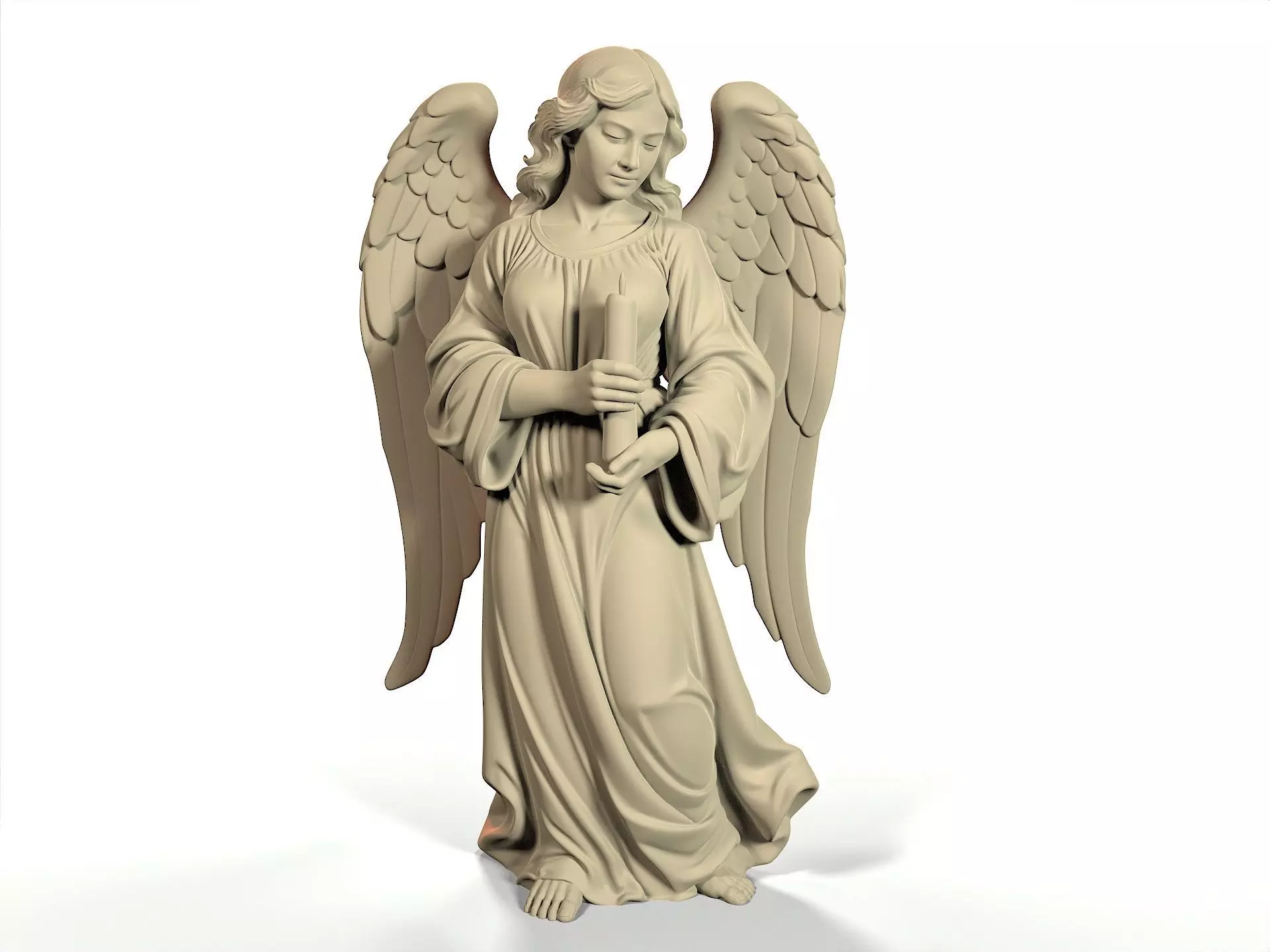 Angel with a candle 3D print model_6
