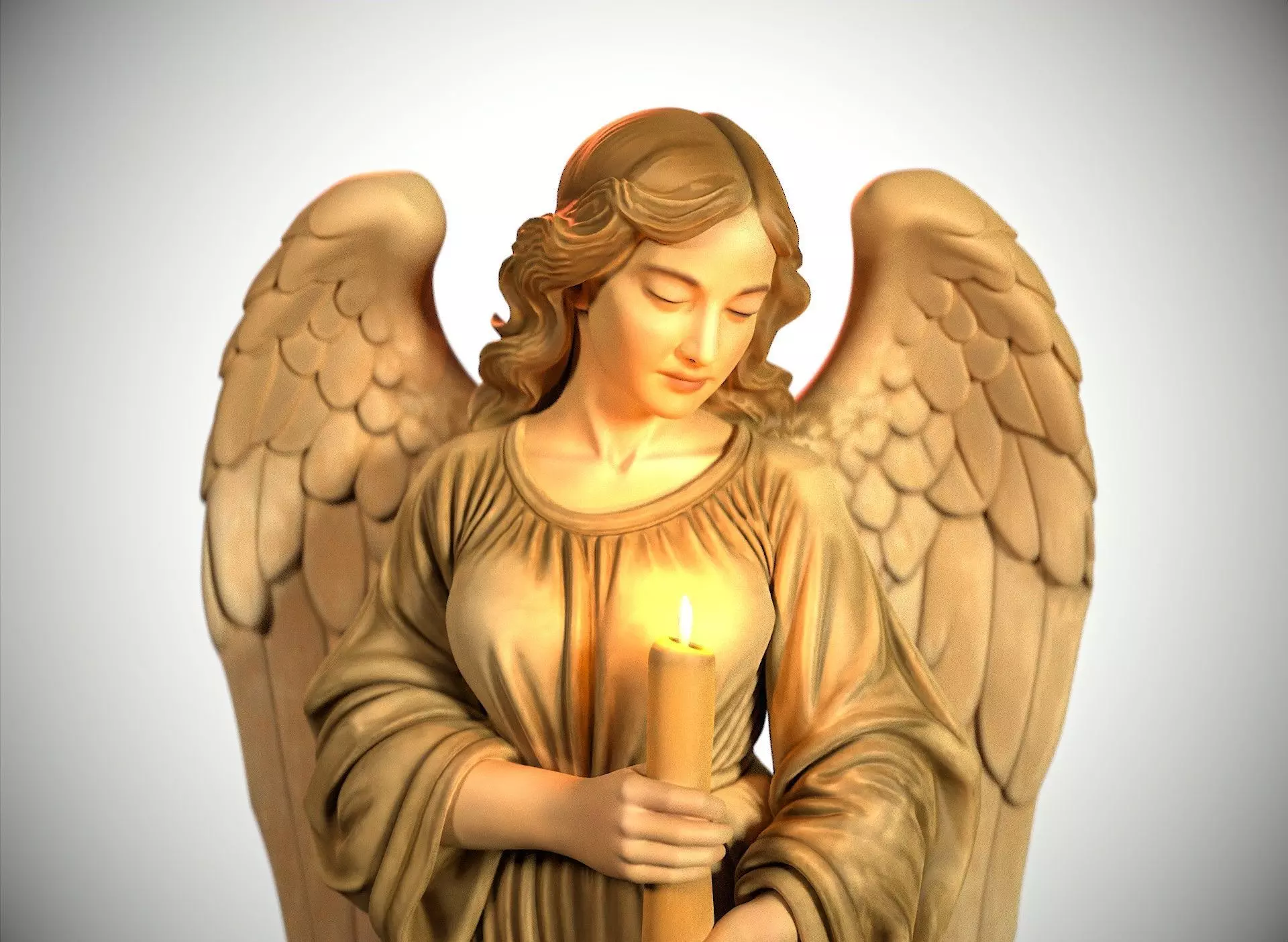 Angel with a candle 3D print model_1