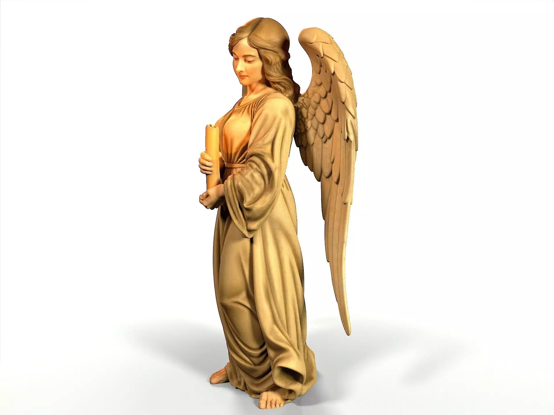 Angel with a candle 3D print model_3