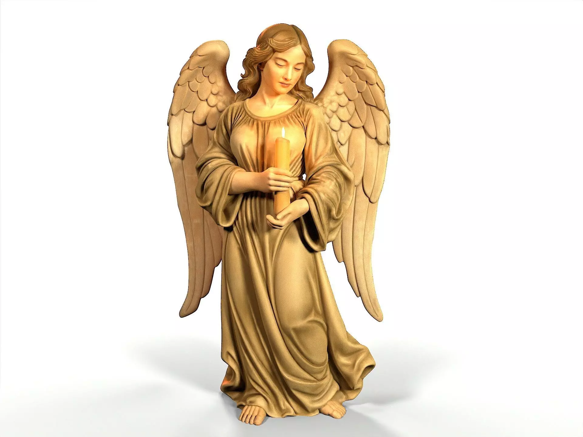 Angel with a candle 3D print model_2