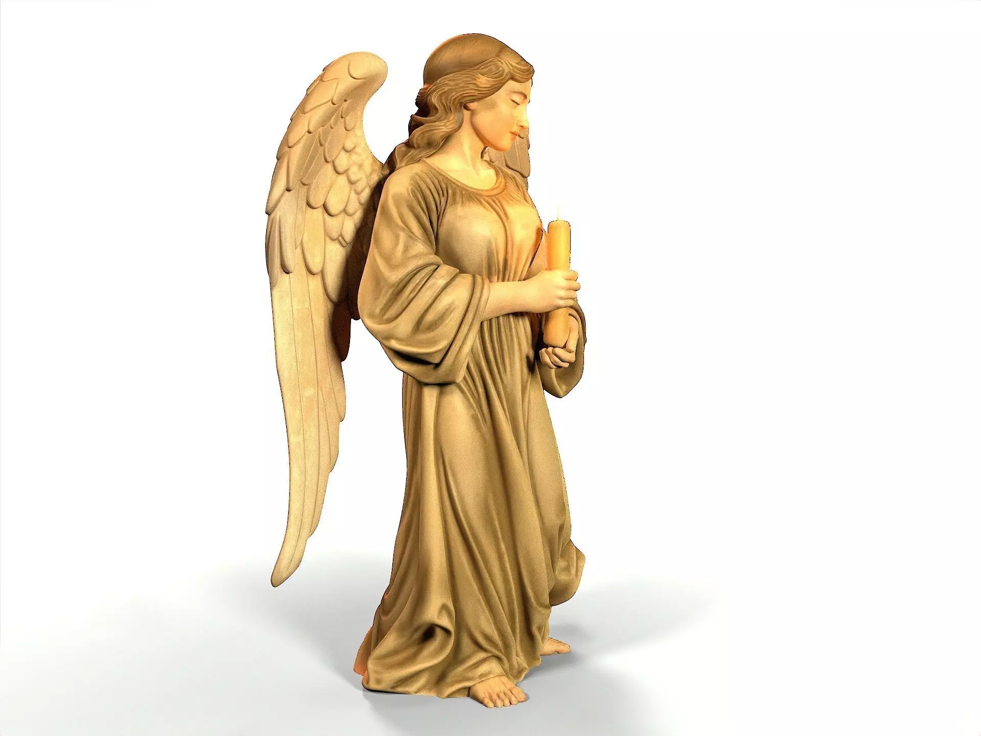 Angel with a candle 3D print model_5