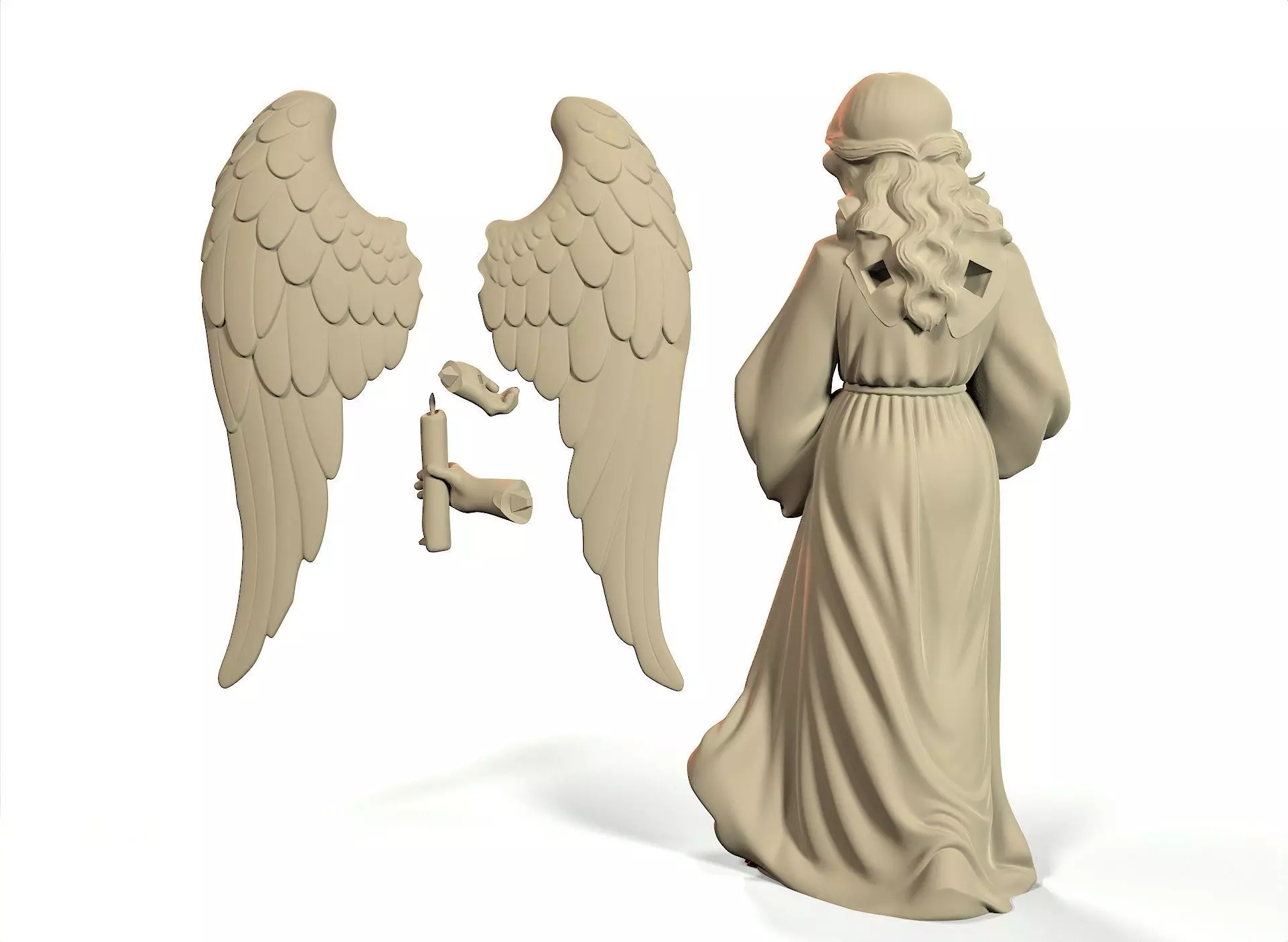 Angel with a candle 3D print model_11