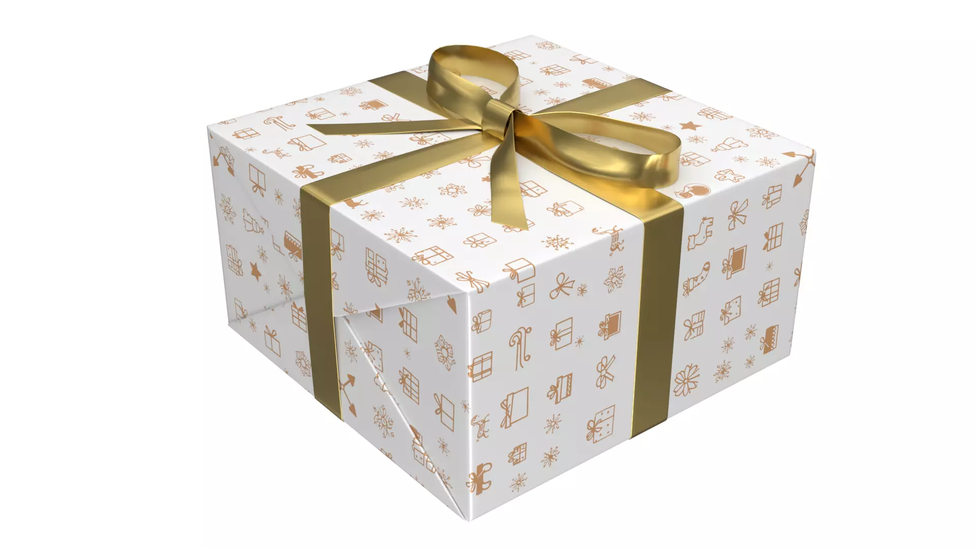 Christmas Present PBR White 09 3D model