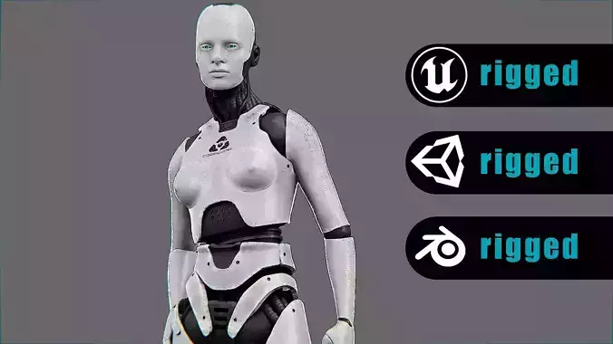 HUMAOID 2000 b Auto Rig Pro Rigged For Mixamo Unreal Engine Unit
