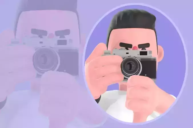 Stylized 3D Male Photographer Character - Thumbs Down Pose