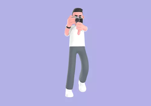 Stylized 3D Male Photographer Character - Thumbs Down Pose 3D model_1