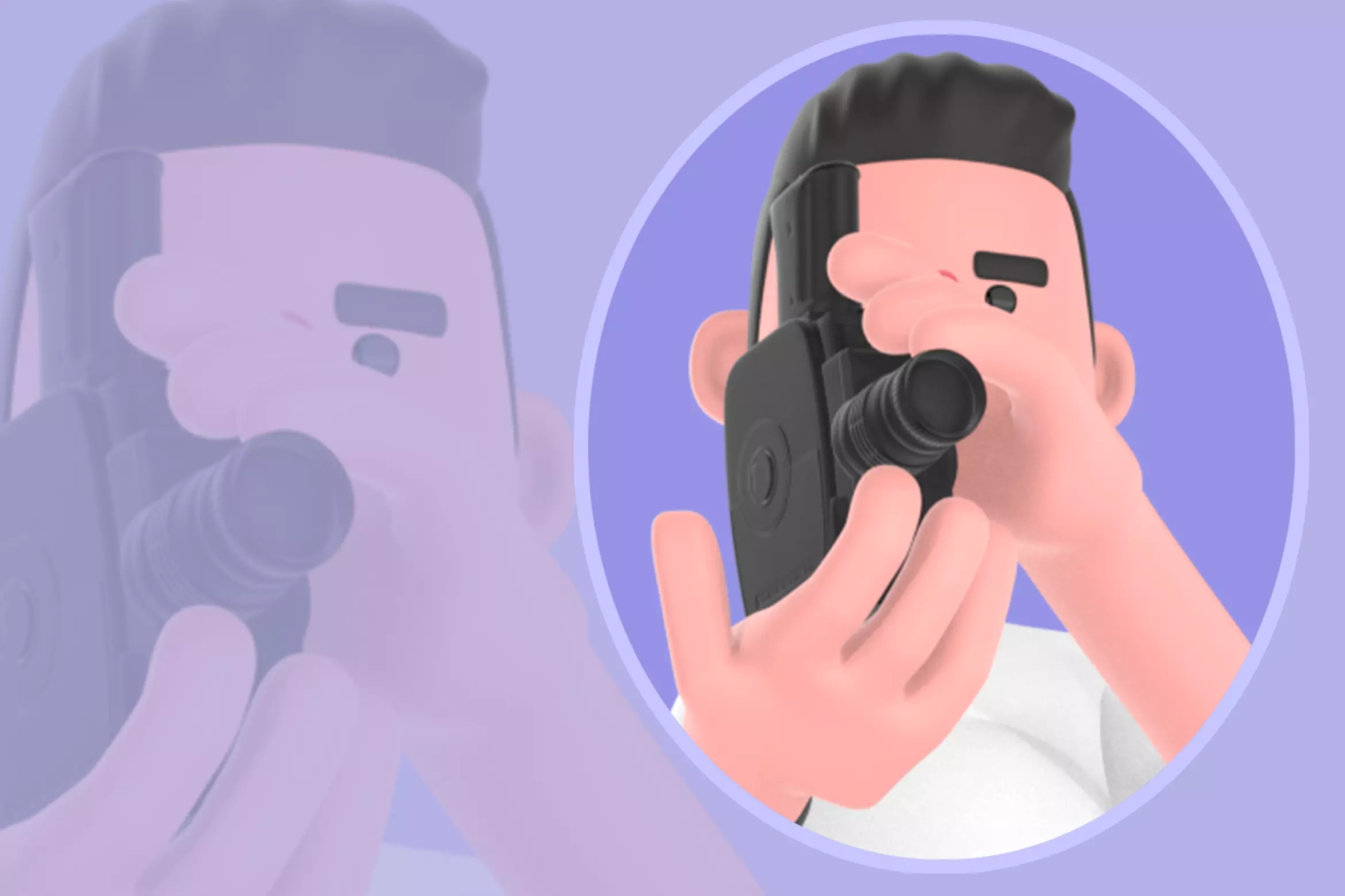 Stylized 3D Male Photographer Character - Focused Shooting Pose 3D model_0