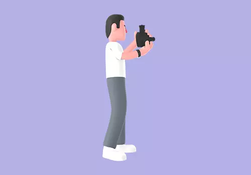 Stylized 3D Male Photographer Character - Focused Shooting Pose 3D model_4