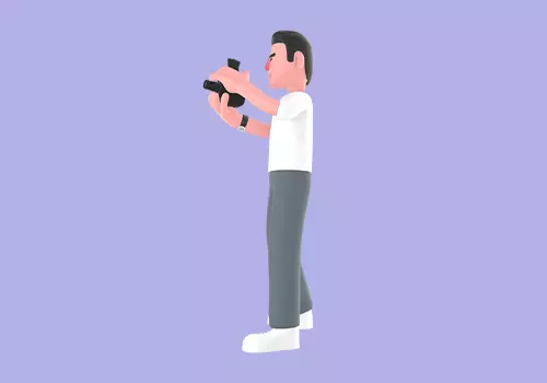 Stylized 3D Male Photographer Character - Focused Shooting Pose 3D model_2