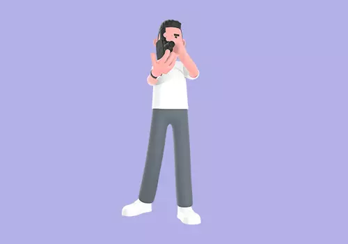 Stylized 3D Male Photographer Character - Focused Shooting Pose 3D model_1