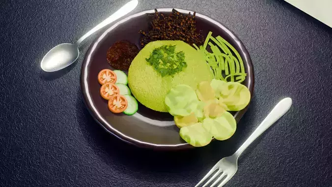 Nasi Kuning 3D model 4