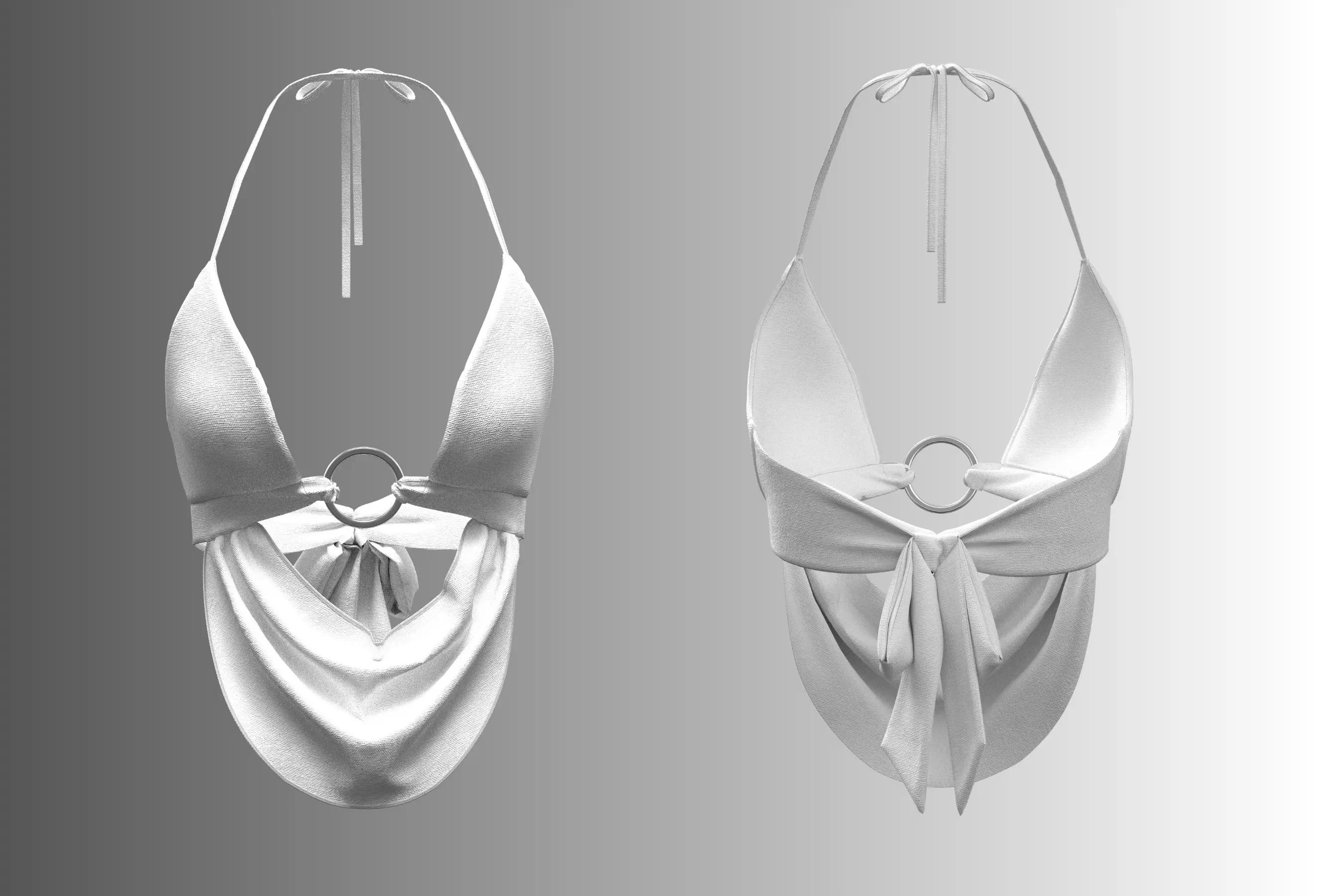 Sexy halter neck bikini with Oring trim 41 3D model