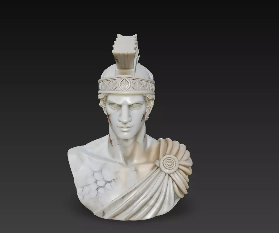 Ancient Marble Sentinel Bust - Rune Helm Warrior Sculpture 3D print model