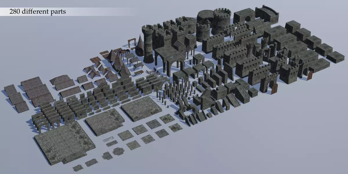 Modular Castle construction set V 2 0 Free 3D model_0