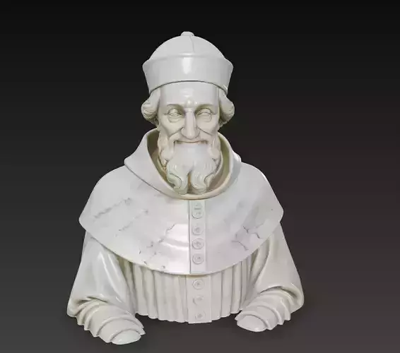Marble Cleric Bust with Gentle Smile - Classical Religious Elder