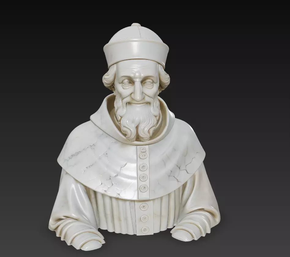 Marble Cleric Bust with Gentle Smile - Classical Religious Elder 3D print model