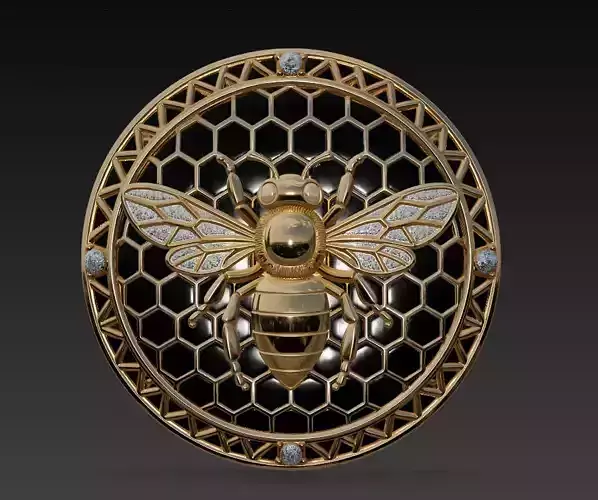 Honey Bee Medallion - Luxury Gold Relief Sculpture
